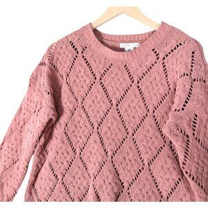 Sincerely Jules Pink Open Knit Sweater S Cottagecore Soft Textured Pullover